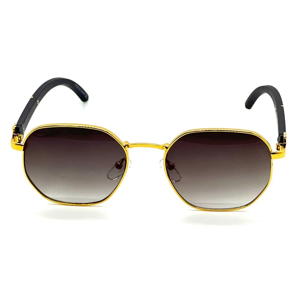 Men Sunglasses Fashion Designer Gray Gold Octagon Vintage Retro Shades‎ Hip Hop